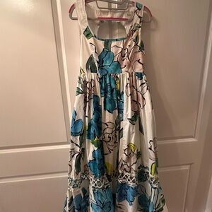 Aje Floral Midi Dress in Blue and Green